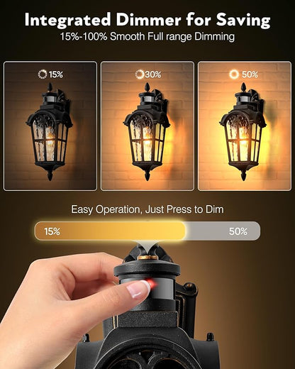 VIANIS 2 Pack Motion Sensor Outdoor Lights, Outside Wall Lights Black with Gold Trim, Waterproof Dusk to Dawn Outdoor Lighting, Exterior Light Fixtures for House Porch Entryway Front Door