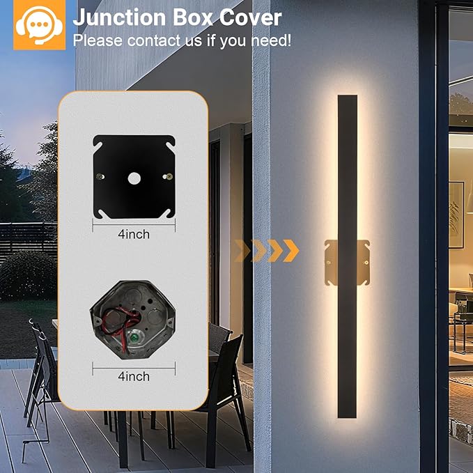 Porch Wall Lights 71Inch Black Outdoor Wall Light 3000K Modern Waterproof Anti Rust Exterior Wall Sconces Long LED Linear Exterior Lighting Fixtures for Patio Garage Swimming Pools