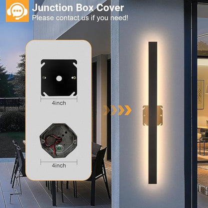 Porch Wall Lights 71Inch Black Outdoor Wall Light 3000K Modern Waterproof Anti Rust Exterior Wall Sconces Long LED Linear Exterior Lighting Fixtures for Patio Garage Swimming Pools