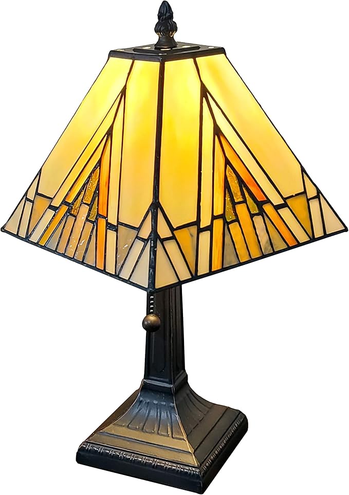 Amora Lighting Tiffany Style Mission Table Lamp with Vintage Stained Glass Decor