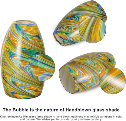Glass Pendant Lamp Shade 4.72" Colorful Art Glass Chandeliers Cover 1-Pack Mini Oval Light Shade Replacement Shade Only Light Fixtures for Kitchen Island Dining Room,Foyer,Hallway