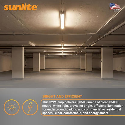 Sunlite F32T8/SP835 T8 Linear Fluorescent Lamp, 32 Watts, 3050 Lumens, 3500K Neutral White, Medium G13 Bi Pin Base, High Performance Straight Tube, 30 Pack