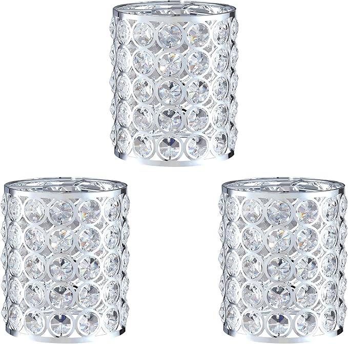 Crystal Replacement Cover Chrome Shade Fixture 3 Pack Metal Pendant Ceiling Chandelier Wall Sconce Lamp 1.66" Fitter Size,5.6" high*4.8"diameter