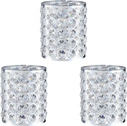 Crystal Replacement Cover Chrome Shade Fixture 3 Pack Metal Pendant Ceiling Chandelier Wall Sconce Lamp 1.66" Fitter Size,5.6" high*4.8"diameter