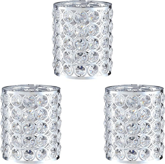 Crystal Replacement Cover Chrome Shade Fixture 3 Pack Metal Pendant Ceiling Chandelier Wall Sconce Lamp 1.66" Fitter Size,5.6" high*4.8"diameter
