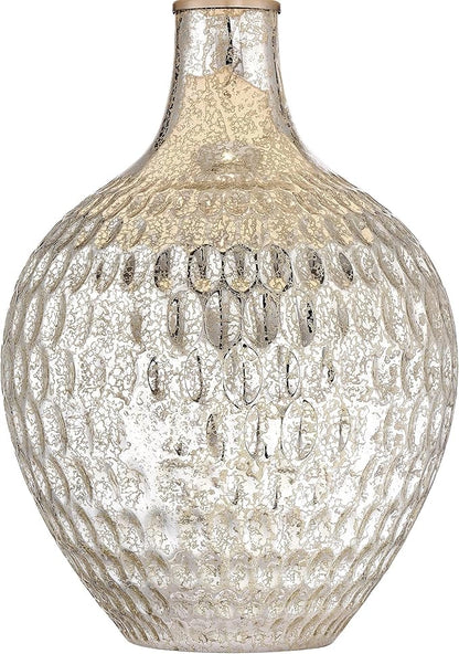360 Lighting Waylon Modern Table Lamp 28" Tall with USB Charging Port Mercury Glass Dimpled Textured Off White Drum Shade for Bedroom Living Room House Home Bedside Nightstand Office Family