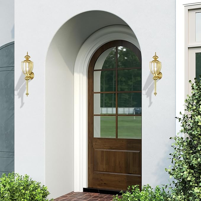 Livex Lighting 2112-01 Basics 1 Light AB Outdoor Wall Lantern, Antique Brass, 7"W x 25.25"H