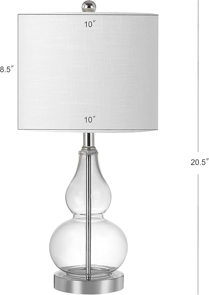 JONATHAN Y JYL1028E Anya 20.5" Mini Glass LED Table Lamp, Transitional, Glam, Midcentury, Modern, Elegant, Office, Living Room, Family Room, Dining Room, Bedroom, Hallway, Foyer, Clear