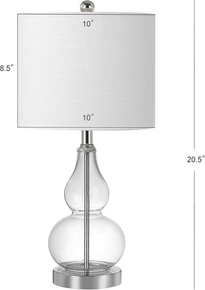 JONATHAN Y JYL1028E Anya 20.5" Mini Glass LED Table Lamp, Transitional, Glam, Midcentury, Modern, Elegant, Office, Living Room, Family Room, Dining Room, Bedroom, Hallway, Foyer, Clear