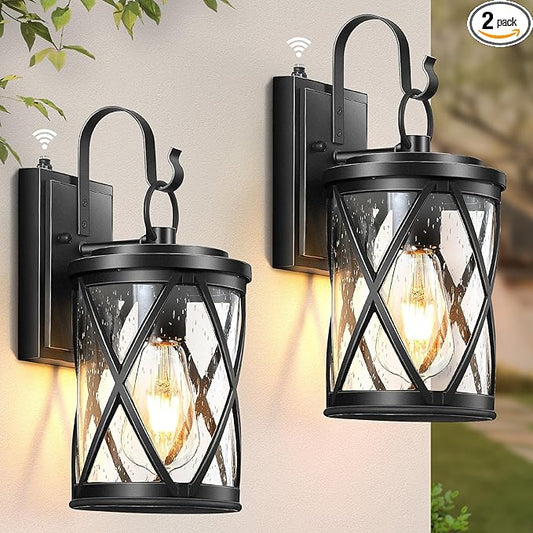 VIANIS Porch Lights Outdoor, Black Outdoor Lights for House Dusk to Dawn, 2 Pack Exterior Lighting Fixtures, Waterproof Outdoor Light Fixture Lantern for House, Garage, Entryway, Anti-Rust, Aluminum
