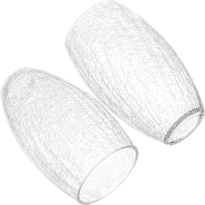 GO&SO 2 Pack Oval Clear Crackle Glass Lamp Shade Replacement,4"W x 7.8"H, 1.57" Fitter, Mini Lamp Shade Pendant Light Shade,High Transmittance for Wall Sconces/Chandelier/Kitchen Island Light