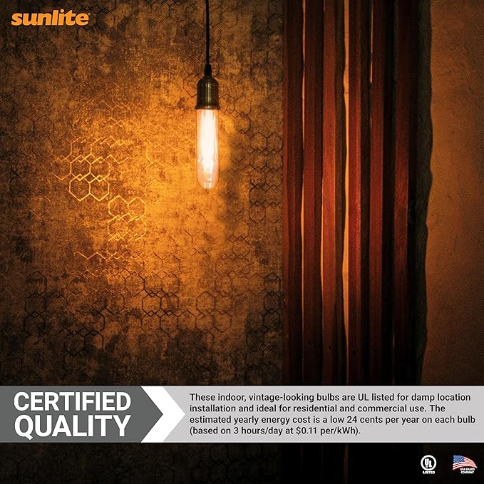 Sunlite LED Filament T10 Tubular Light Bulb, 2 Watts (25W Equivalent), 160 Lumens, Medium E26 Base, 120 Volts, Dimmable, 90 CRI, UL Listed, Clear, 2700K Soft White, 10 Pack