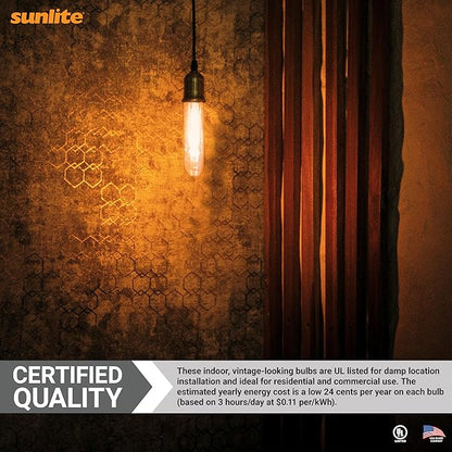 Sunlite LED Filament T10 Tubular Light Bulb, 2 Watts (25W Equivalent), 160 Lumens, Medium E26 Base, 120 Volts, Dimmable, 90 CRI, UL Listed, Clear, 2700K Soft White, 10 Pack