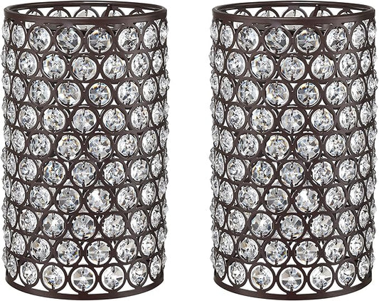 Doraimi Lighting 2 Pack Polyhedral Crystal Metal Pendant Ceiling Chandelier Wall Sconce Lamp Replacement Covers Shade Fixture Oil Rubbed Bronze Finish,1.66" Fitter Size,7.9" high*4.8" Diameter