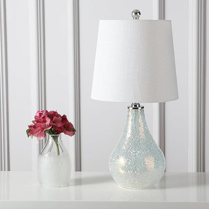 JONATHAN Y JYL1024B Mona 20.5" Mini LED Table Lamp, Modern, Contemporary, Elegant, Office, Living Room, Family Room, Dining Room, Bedroom, Hallway, Foyer, Mosaic White