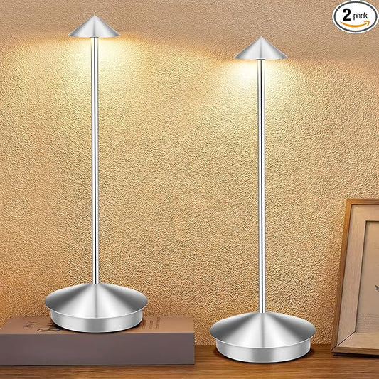 Portable Led Cordless Lamp Table Light 2 Pack, Rechargeable 6000mAh Battery Outdoor Table Lamp for Dinning Restaurant Patio Bedroom Camping, IP54 Waterproof, Dimmable