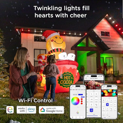 Enbrighten Vibe Eternity Permanent Outdoor Lights for House, 100 Feet, 72 RGBWIC LEDs, Close Spacing, 33lm, Color Changing, Christmas, Eave Lighting, Smart App, Works with Alexa, Google Home, 82730