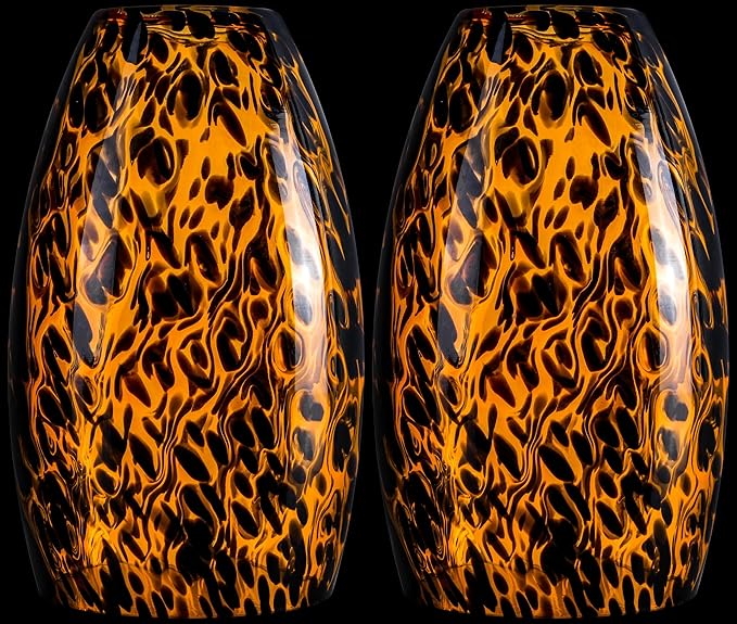 GO&SO 3pc Black-Yellow Pendant Light Shade,Fitter 1.57 ",Height 7.8 ",Max Diameter 4 ",Hand Blown Art Glass Pendant Light Fixtures Only,Oval Replacement Lamp Shades Glass Pendant Lights Kitchen Island