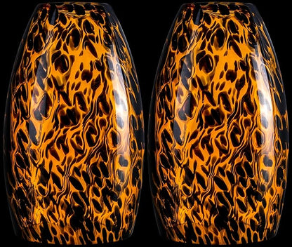 GO&SO 3pc Black-Yellow Pendant Light Shade,Fitter 1.57 ",Height 7.8 ",Max Diameter 4 ",Hand Blown Art Glass Pendant Light Fixtures Only,Oval Replacement Lamp Shades Glass Pendant Lights Kitchen Island