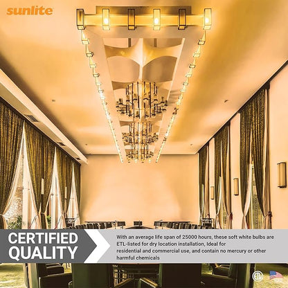 Sunlite G16.5 Light Bulb LED, 7 Watts (60W Equiv.), 500 Lumens, Dimmable, Type G Globe Shape E12 Candelabra Base, Short Bulbs, Vanity Mirror Bulbs, 2700K Soft White, Clear, 3 Count