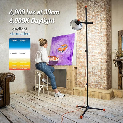 Daylight Artist Studio Lamp 2-6,000 Lux LED with 95+ CRI, 24cm Wide Shade
