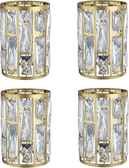 Doraimi Lighting 4 Pack Crystal Metal Pendant Ceiling Chandelier Wall Sconce Lamp Replacement Covers Shade Fixture Gold Finish,1.66" Fitter Size,7.1" high*5.3" Diameter