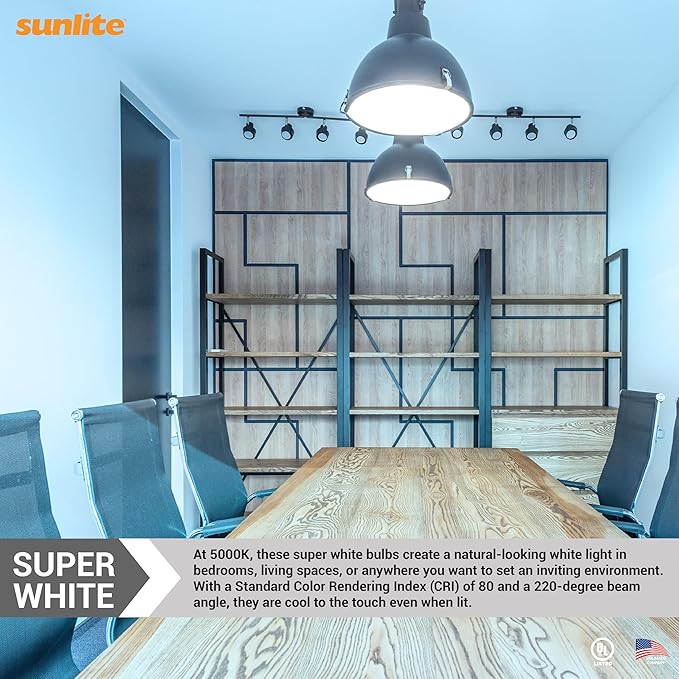 Sunlite LED A21 Light Bulb, 18 Watts (150W Equivalent), 2600 Lumens, 120V, Dimmable, Medium E26 Base, 220 Degree Beam Angle, UL Listed, RoHS Compliant, 5000K Daylight, 6 Pack