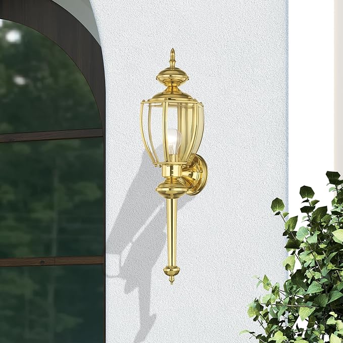 Livex Lighting 2112-01 Basics 1 Light AB Outdoor Wall Lantern, Antique Brass, 7"W x 25.25"H