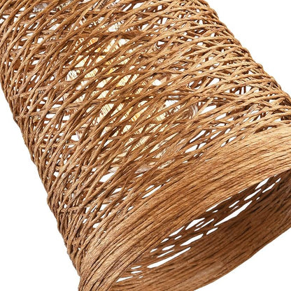 3 Pack Woven Pendant Lights Modern Boho Hanging Lamp Handwoven Woven Rattan Shade Adjustable Height Retro Boho Pendant Lamp for Kitchen Island, Bedroom, Dining Room