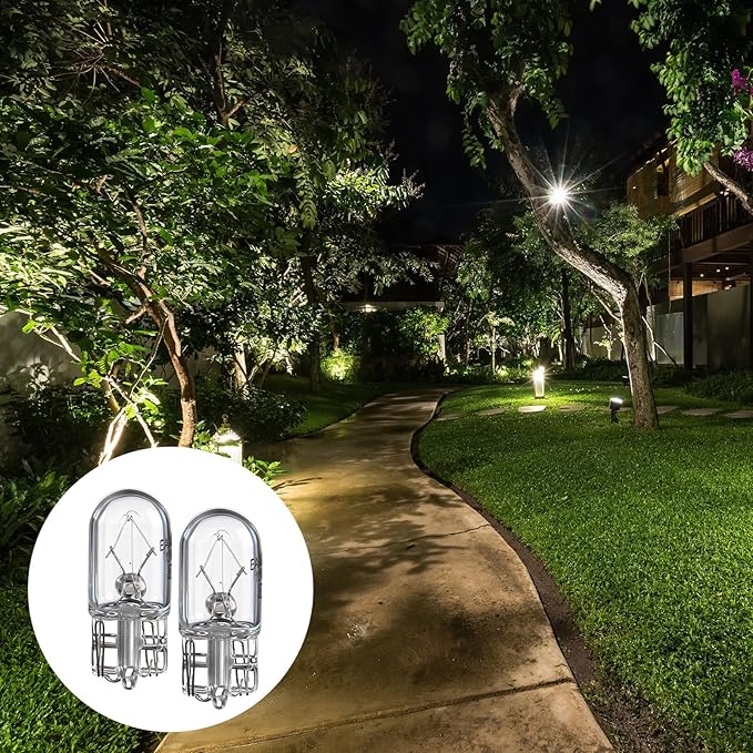 Honoson 30 Pieces 1/4 Wedge Base 12V 5W Bulb Clear Krypton Light Bulb for Landscape, RV and Cabinet Lighting