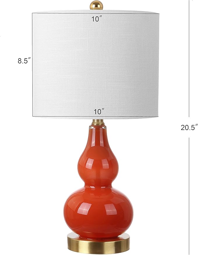 JONATHAN Y JYL1028G Anya 20.5" Mini Glass LED Table Lamp, Transitional, Glam, Midcentury, Modern, Elegant, Office, Living Room, Family Room, Dining Room, Bedroom, Hallway, Foyer, Sunset Orange