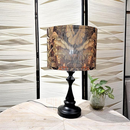 Floral Lamp shade for table lamps and floor lamps Bamboo Made With Tropical Plants green Design, Art deco drum lamp, Rustic And Elegant(11.8 * 9Inch) (Tropical Leaf A)