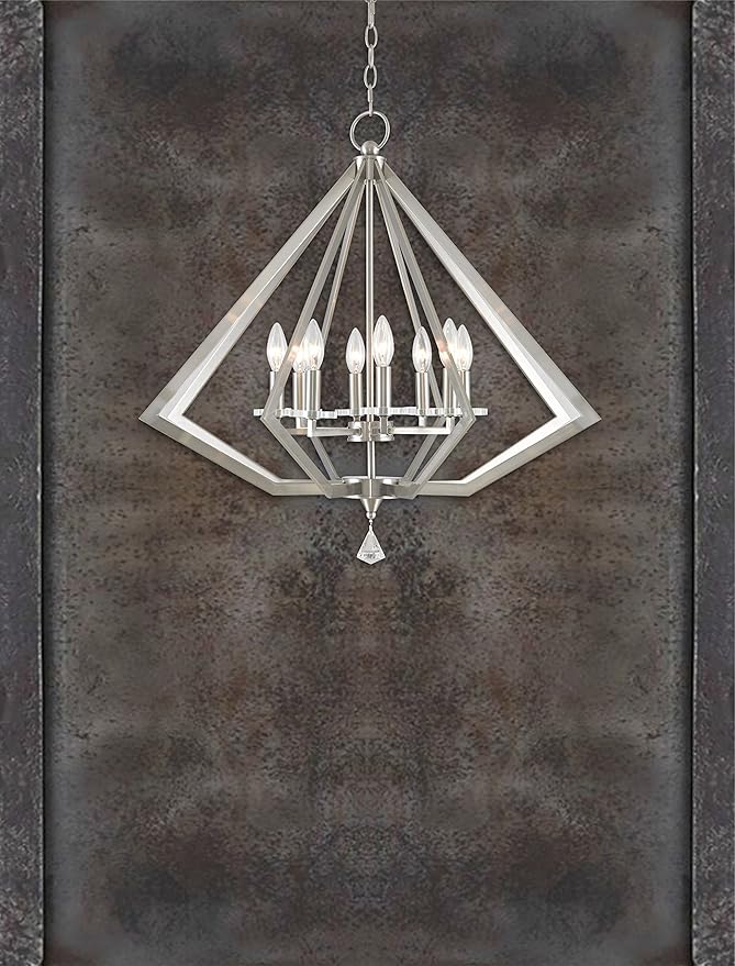 Livex Lighting 50668-91 Diamond 8-Light Chandelier, Brushed Nickel