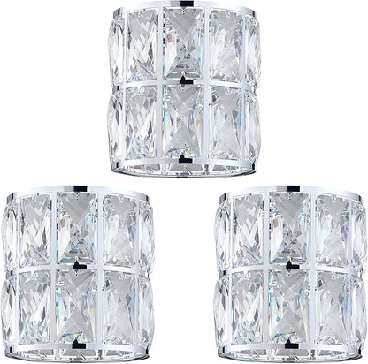 3 Pack Crystal Metal Pendant Ceiling Chandelier Wall Sconce Lamp Replacement Covers Shade Fixture Chrome Finish W5.05"*H5.12"