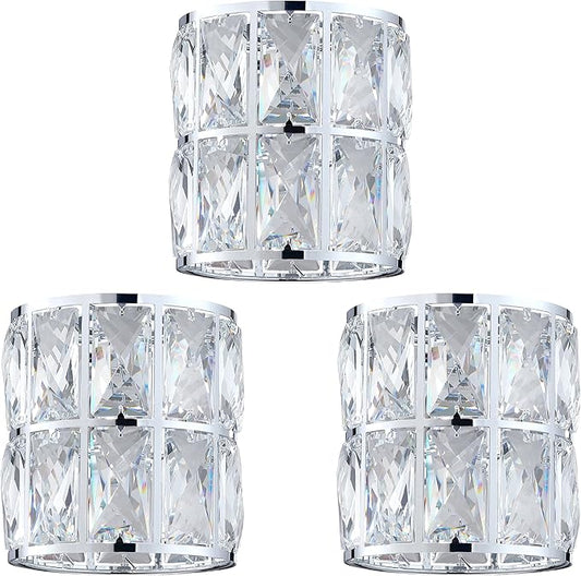 3 Pack Crystal Metal Pendant Ceiling Chandelier Wall Sconce Lamp Replacement Covers Shade Fixture Chrome Finish W5.05"*H5.12"