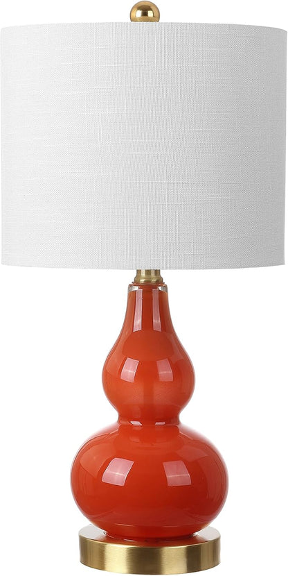 JONATHAN Y JYL1028G Anya 20.5" Mini Glass LED Table Lamp, Transitional, Glam, Midcentury, Modern, Elegant, Office, Living Room, Family Room, Dining Room, Bedroom, Hallway, Foyer, Sunset Orange