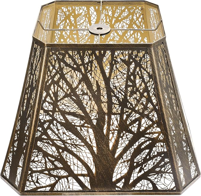 ALUCSET Bell Lampshades, Metal Large Lamp Shade (7+9)" × (10.25+16) " × 12.25", Lamp Shades Replacement for Floor Lamp and Table Lamps, Antique Bronze and Gold Lampshade, Spider Fitter