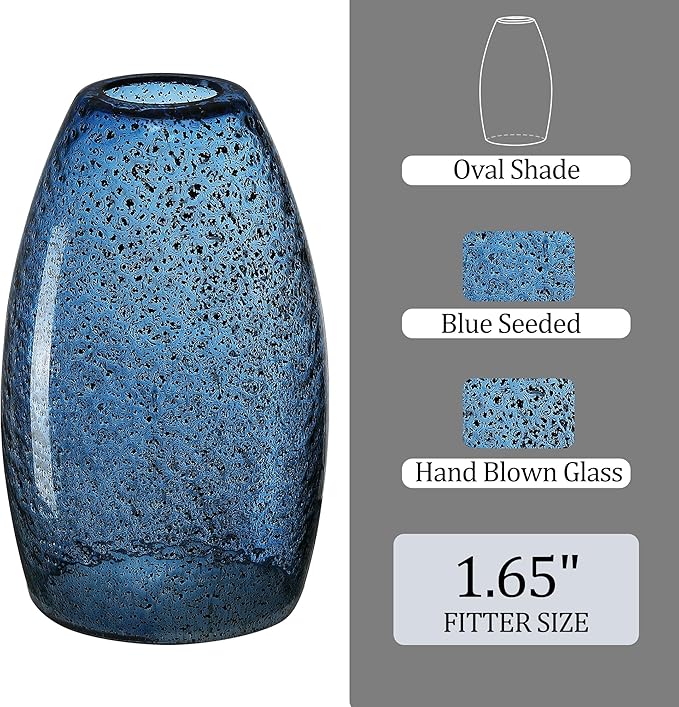 Dark Blue Seeded Glass Pendant Lamp Shade 4.72" Art Glass chandeliers Cover Mini Oval Light Shade Replacement Shade Only Light Fixtures for Kitchen Island Pendant Light 1-Pack