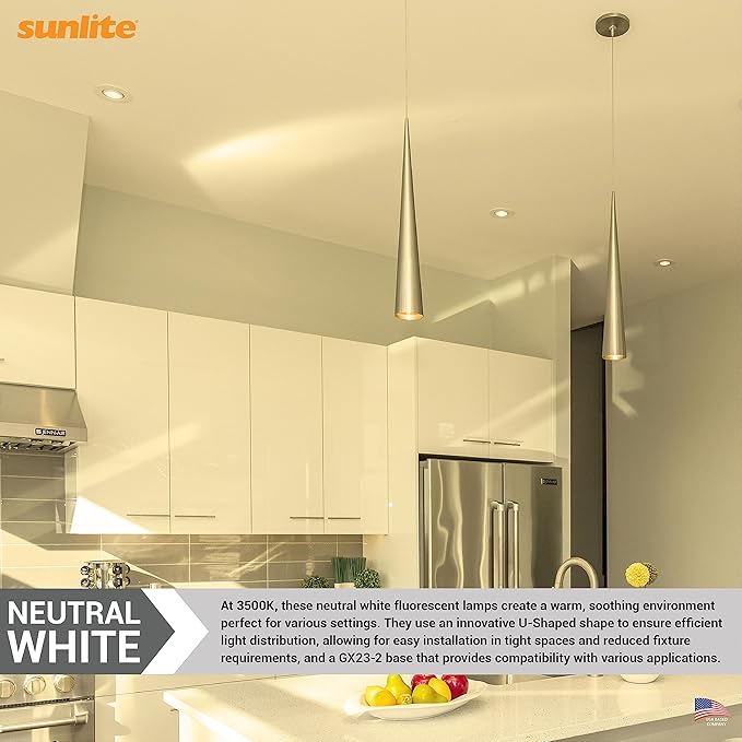 Sunlite 40540 PLD13/SP35K/10PK Double Twin Tube Compact Fluorescent Lamp, PLD 2-Pin, 13 Watts, 660 Lumens, 3500K Neutral White, 2-Pin (GX23-2) Base, 10 Pack