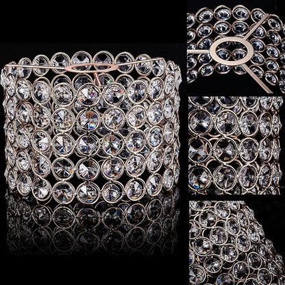 Boao Crystal Lamp Shade Ceiling Light Shade Chandelier Lampshade Fitting for Living Room Bedroom Bathroom Wedding Centerpiece Event Party, Warm White, Bulb Not Included(5.9 x 5.9 x 3.94 Inch,Gold)
