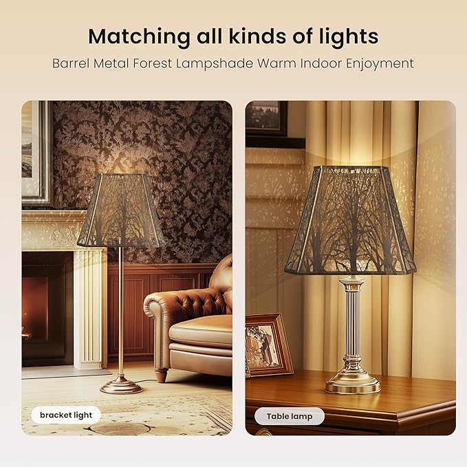 Large sconce lamp shade,metal spider rectangle lamp shade,modern lamp shades,table lamp shade for bedroom or living room (8+6.1)" Top x (13.8+8)" Bottom x 11" Hight,Bronze Gold