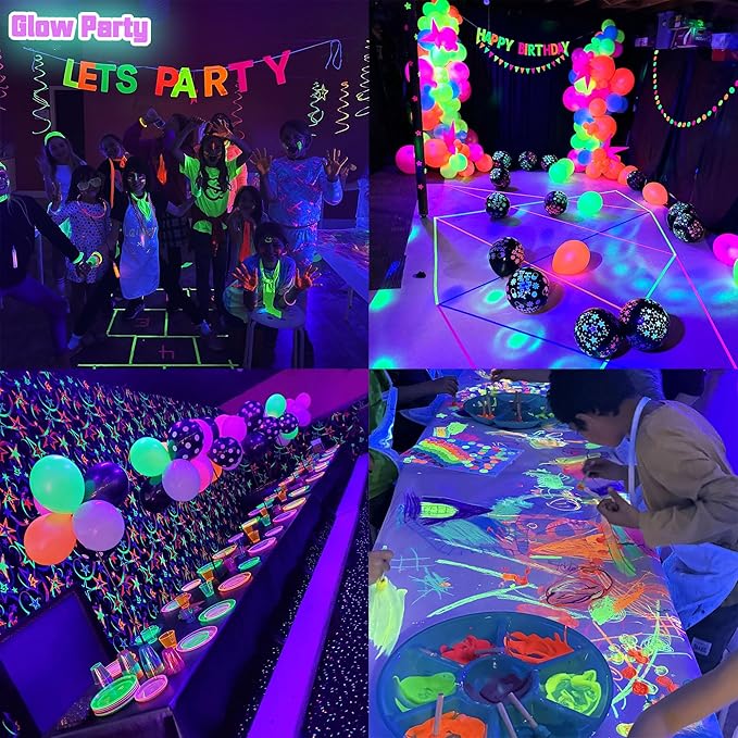 2 Pack 300W LED Black Light,Blacklight Outdoor with Plug, IP66 Waterproof UV Black Lights for Glow Party Large Space, Halloween, Fluorescent Poster, Body Paint