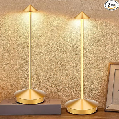 Portable Led Cordless Lamp Table Light 2 Pack, Rechargeable 6000mAh Battery Outdoor Table Lamp for Dinning Restaurant Patio Bedroom Camping, IP54 Waterproof, Dimmable