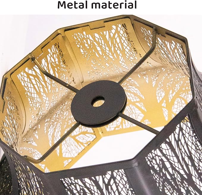 Metal large Antique Color Lamp Shade, gothic rustic lamp shade,modern black 8-Petal Lotus Design lamp shades,5.32" Top Diameter, 13" Bottom Diameter, 9.5" Height, Etched Forest Pattern
