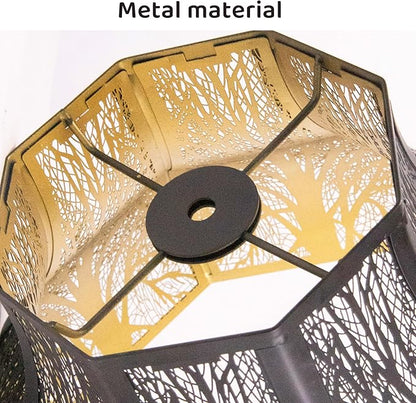 Metal large Antique Color Lamp Shade, gothic rustic lamp shade,modern black 8-Petal Lotus Design lamp shades,5.32" Top Diameter, 13" Bottom Diameter, 9.5" Height, Etched Forest Pattern