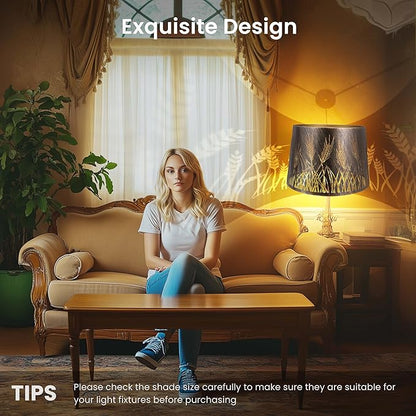 ALUCSET Metal Etching Drum Lamp Shade, Medium Lampshade for Table Lamps and Floor Lamps, Unique Wheat Spike Design, Antique Bronze 10" Top X 12" Bottom X 8" High, Spider