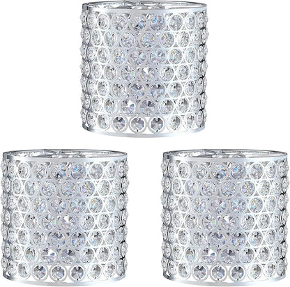 Crystal Replacement Cover Chrome Shade Fixture 3 Pack Metal Pendant Ceiling Chandelier Wall Sconce Lamp 1.66" Fitter Size,5.6" high*5.9"diameter