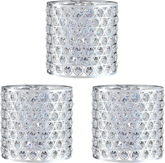 Crystal Replacement Cover Chrome Shade Fixture 3 Pack Metal Pendant Ceiling Chandelier Wall Sconce Lamp 1.66" Fitter Size,5.6" high*5.9"diameter