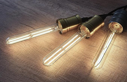 7.3 Inch T10 LED Bulb 60 Watt, Dimmable 3000K Soft White E26 Edison Bulb, AC120V 600lm,6W Tubular Long Clear Glass Light Bulb for Rustic Pendant,Island,Chandeliers,Wall sconces,4 Pack(6w-3000k)
