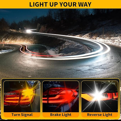 Yorkim 3157 LED Bulb White, 500% Super Bright, 3156 3056 3057 4157 3047 4057 3457 4114 LED Bulbs for Backup Reverse Tail DRL Parking Lights - Pack of 2